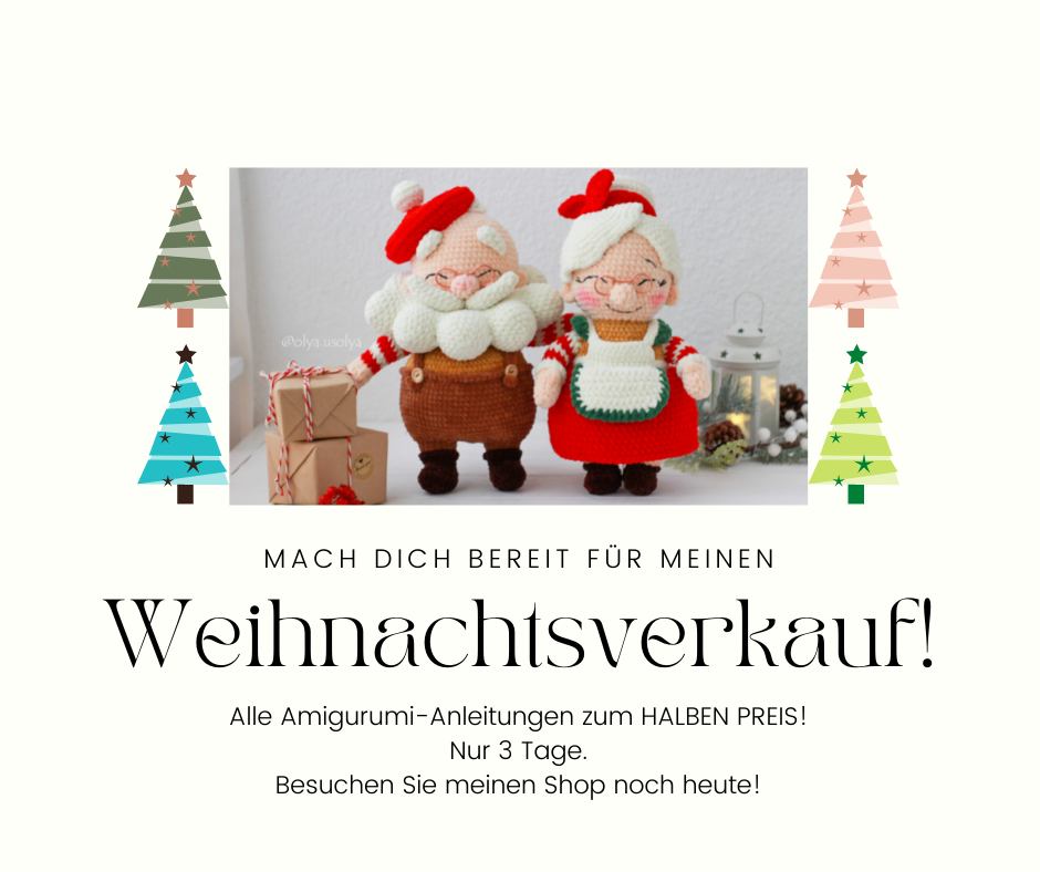 Blog content image for '50%🎁 Rabatt 🎅🏻🎄 neue Häkelanleitungen! Viele Seiten und Fotos!⭐️ Vom 17. Dezember bis 20. Dezember 50% Rabatt für nur 3 Tage!'